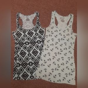 •Black and Light Blue Bundle of Two No Boundaries Tank Tops